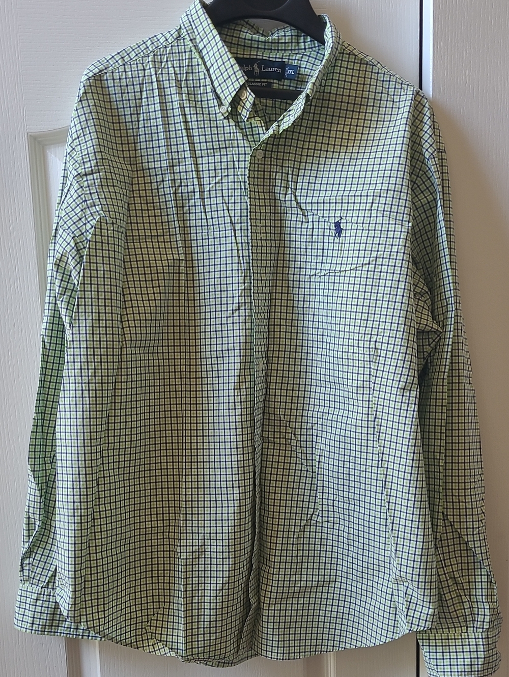 Ralph Lauren Classic Fit Green and Navy Check Button-Down Shirt - Men's Size XXL
